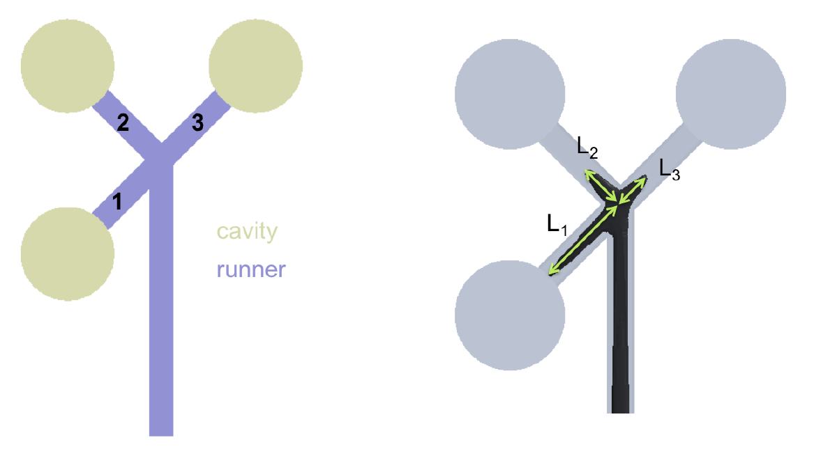 Core-material Behavior of Multi-cavity Co-injection